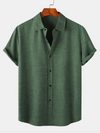 Men's Casual Breathable Solid Color Lapel Summer Short Sleeve Shirt
