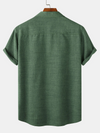 Men's Casual Breathable Solid Color Lapel Summer Short Sleeve Shirt