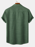 Men's Casual Breathable Solid Color Lapel Summer Short Sleeve Shirt