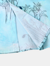 Men's Flower Print Light Blue Vacation Beach Short Button Up Sleeve Hawaiian Shirt