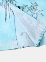 Men's Flower Print Light Blue Vacation Beach Short Button Up Sleeve Hawaiian Shirt