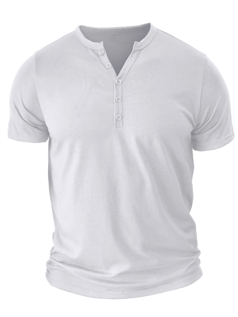 Men's V Neck Breathable Solid Color Casual Cotton Short Sleeve T-Shirt