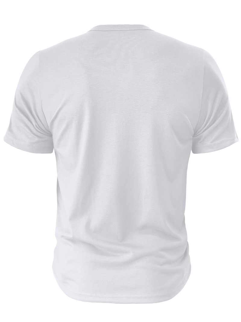 Men's V Neck Breathable Solid Color Casual Cotton Short Sleeve T-Shirt