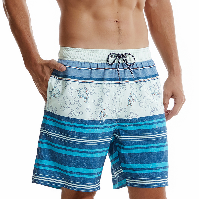 Men's Seaside Striped Print Quick Dry Beach Trunks Swimming Trunks