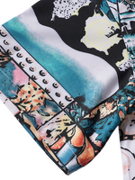 Men's Casual Cuban Collar Tropical Print Summer Short Sleeve Shirt