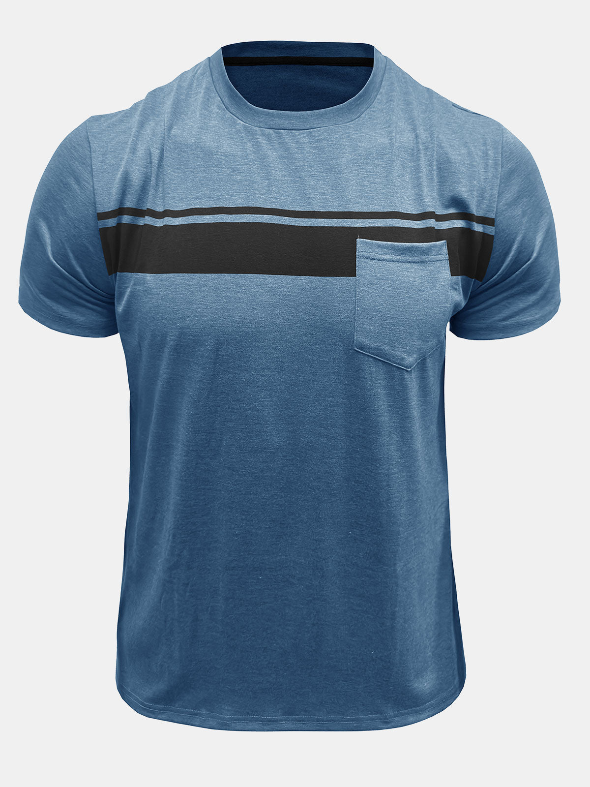 Men's Comfort Striped Patchwork Pocket T-Shirt