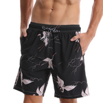 Men's Casual Crane Print Quick Dry Beach Trunks Swimming Trunks