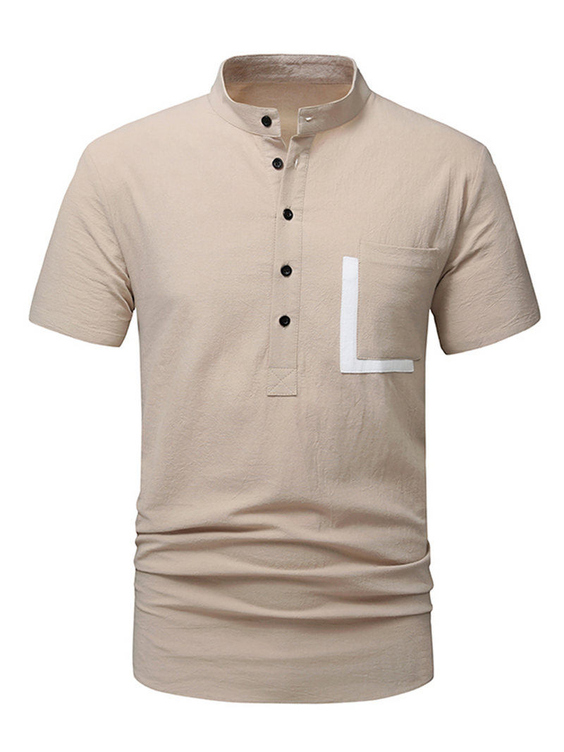 Men's Cotton Casual Pocket Beach Summer Short Sleeve Button Shirt