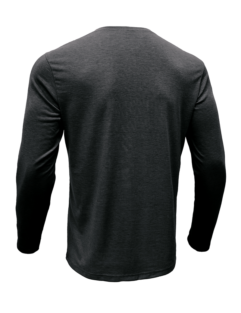 Men's Solid Color Cotton Casual Henry Collar Pocket Long Sleeve T-Shirt