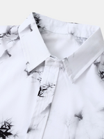 Men's Bamboo Print Vacation Short Sleeve Button Up Casual Shirt