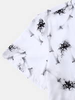 Men's Bamboo Print Vacation Short Sleeve Button Up Casual Shirt