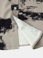 Men's Abstract Print Casual Button Up Short Sleeve Shirt