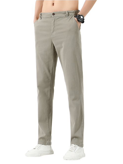 Men's Casual Solid Color Cotton Loose Straight Leg Pants