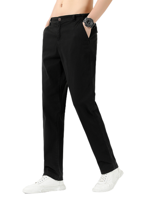 Men's Solid Color Loose Straight Leg Cotton Casual Pants