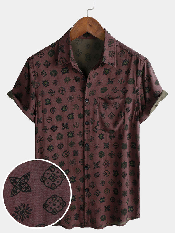 Men's Classic Retro Geometric Short Sleeve Shirt