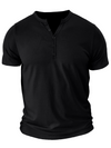 Men's V Neck Breathable Solid Color Casual Cotton Short Sleeve T-Shirt