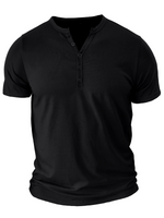 Men's V Neck Breathable Solid Color Casual Cotton Short Sleeve T-Shirt