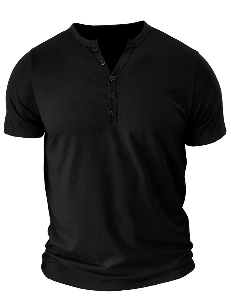 Men's V Neck Breathable Solid Color Casual Cotton Short Sleeve T-Shirt