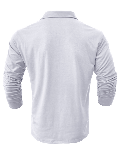 Men's Casual Solid Color Pocket Long Polo Shirt