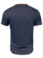 Men's Casual Color Summer Block Short Sleeve Solid Color T-shirt