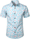 Men's Floral Daisy Print Tropical Hawaiian Cotton Flower Shirt