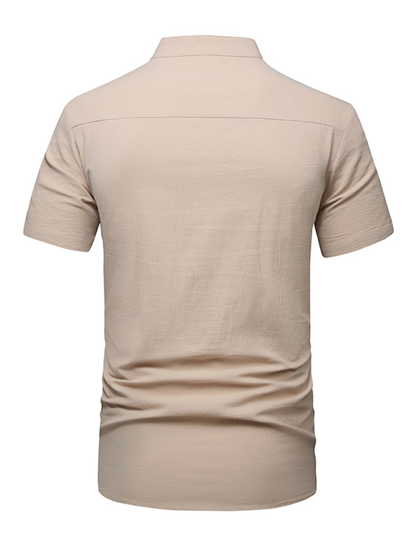 Men's Cotton Casual Pocket Beach Summer Short Sleeve Button Shirt