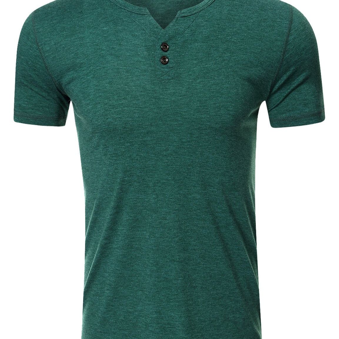Men's Casual Solid Color Short Sleeve Henley T-shirt