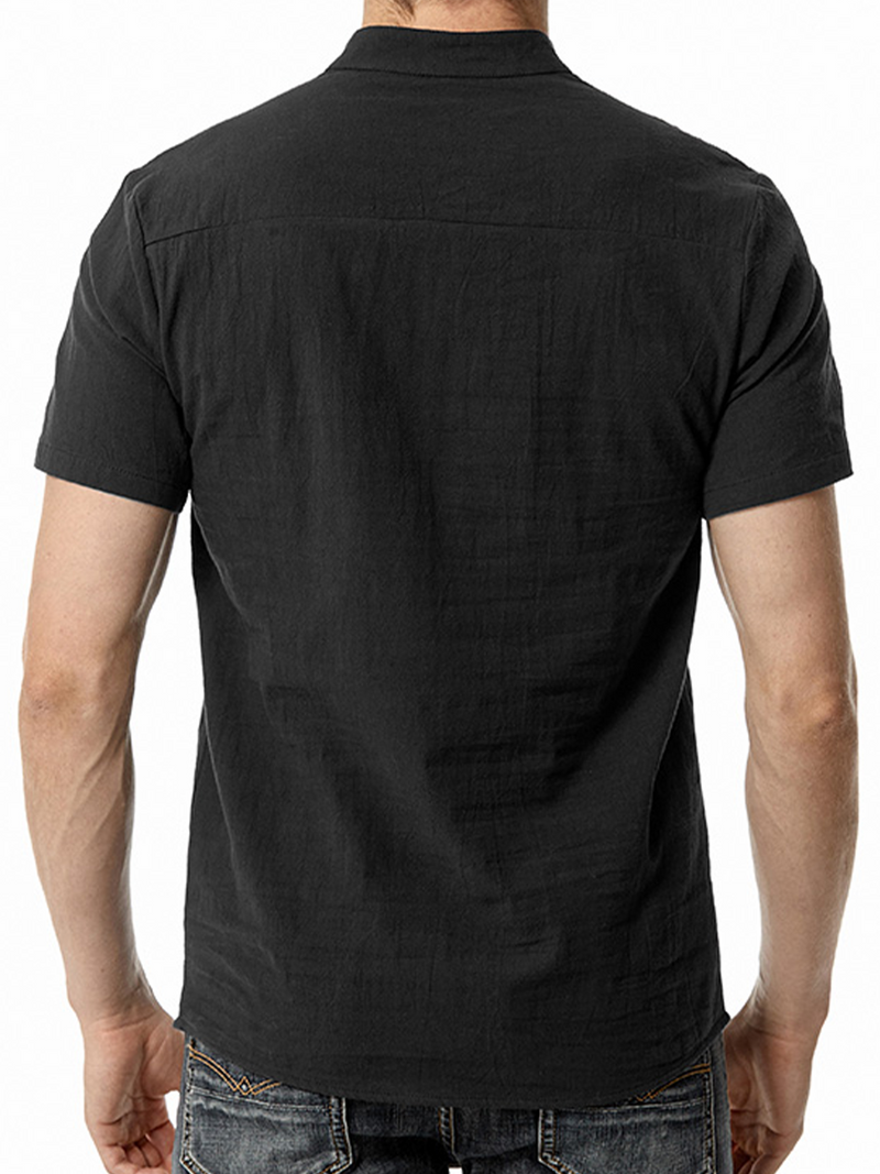 Men's Cotton Casual Pocket Beach Summer Short Sleeve Button Shirt