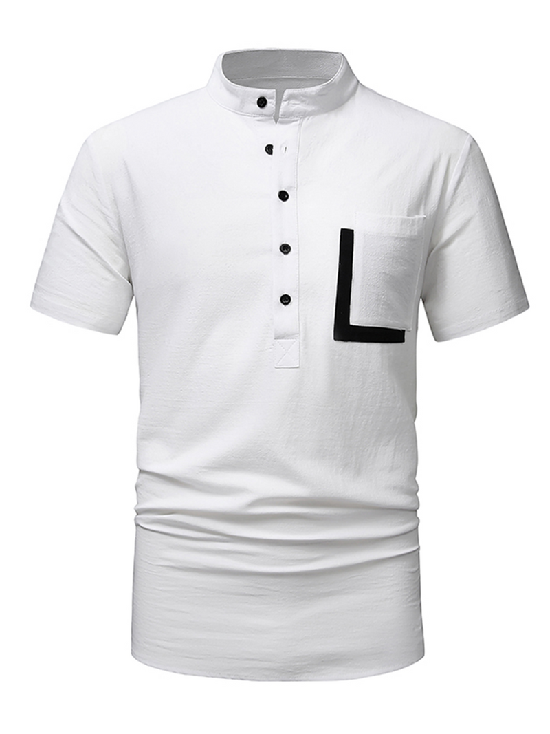 Men's Cotton Casual Pocket Beach Summer Short Sleeve Button Shirt