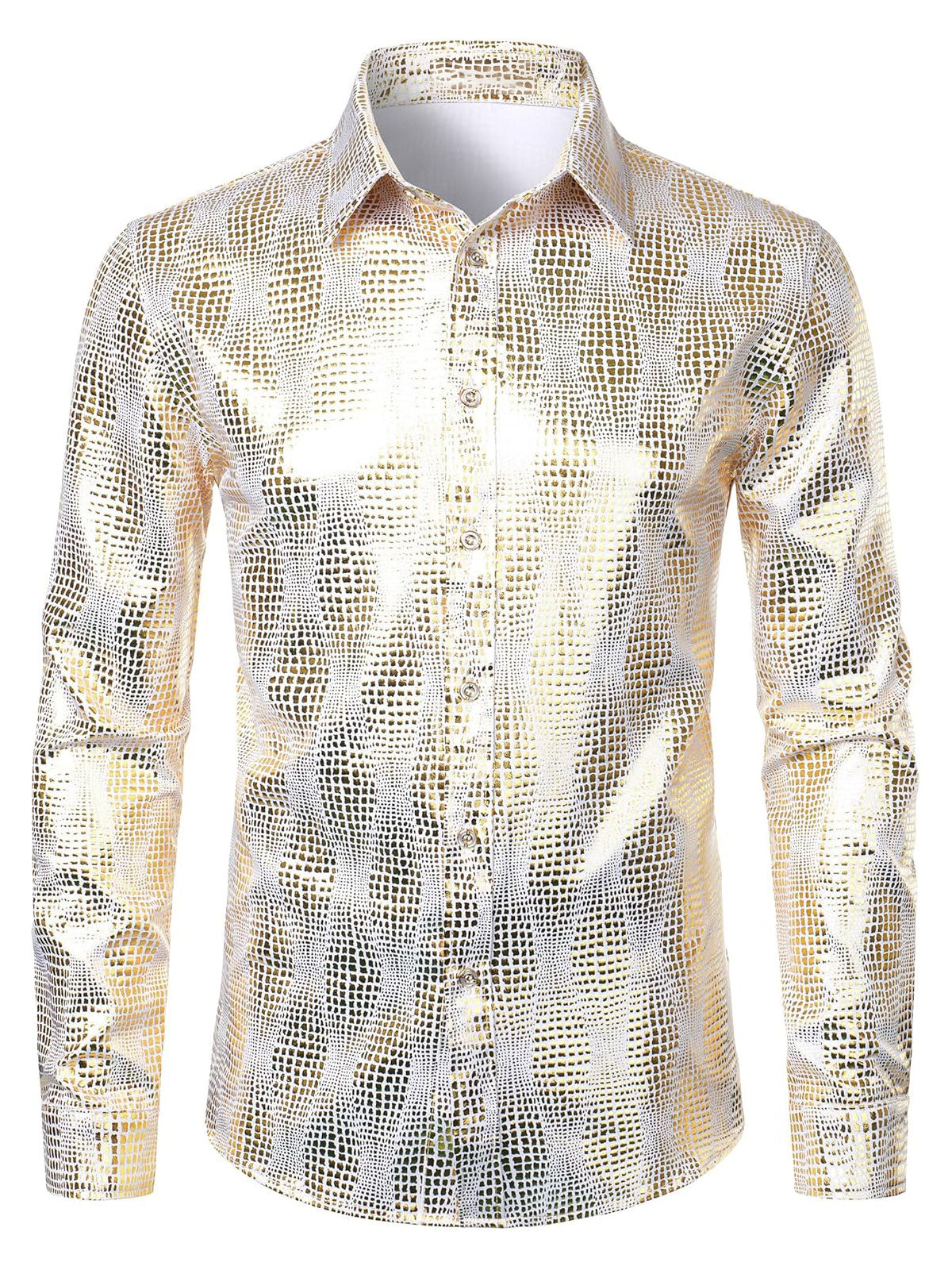 Men's Luxe Paisley Shiny Geometric Print Button Down Shirt