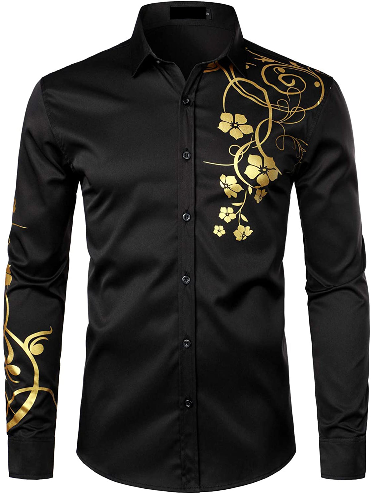 Men's Floral Long Sleeve Casual Button Down Shirt