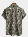 Men's Vintage Summer Tiger Print Cool Vacation Beach Short Sleeve Button Up Shirt