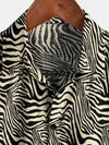 Men's Vintage Summer Tiger Print Cool Vacation Beach Short Sleeve Button Up Shirt