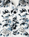Men's White and Black Floral Summer Flower Button Up Cotton Short Sleeve Shirt