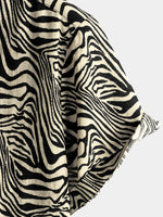 Men's Vintage Summer Tiger Print Cool Vacation Beach Short Sleeve Button Up Shirt