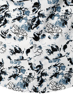Men's White and Black Floral Summer Flower Button Up Cotton Short Sleeve Shirt