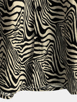 Men's Vintage Summer Tiger Print Cool Vacation Beach Short Sleeve Button Up Shirt