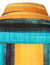Men's Retro 70s Yellow Vertical Striped Summer Tropical Beach Cotton Cool Short Sleeve Shirt