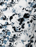 Men's White and Black Floral Summer Flower Button Up Cotton Short Sleeve Shirt