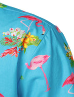 Men's Cotton Flamingo Tropical Island Short Sleeve Summer Beach Button Hawaiian Shirt