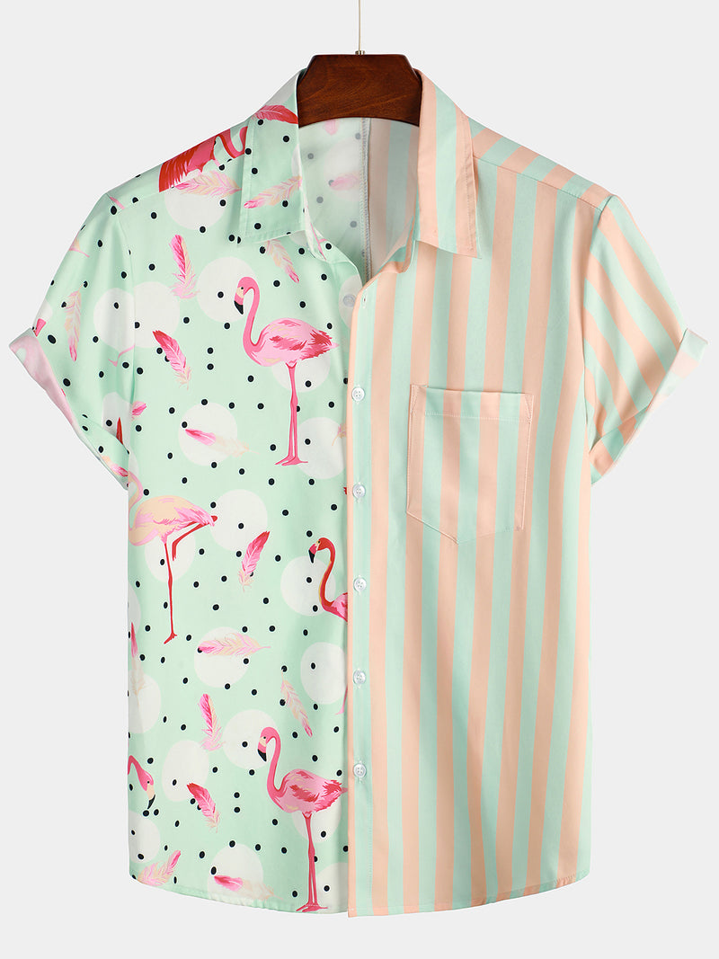 Men's Short Sleeve Stripe Hawaiian Shirt