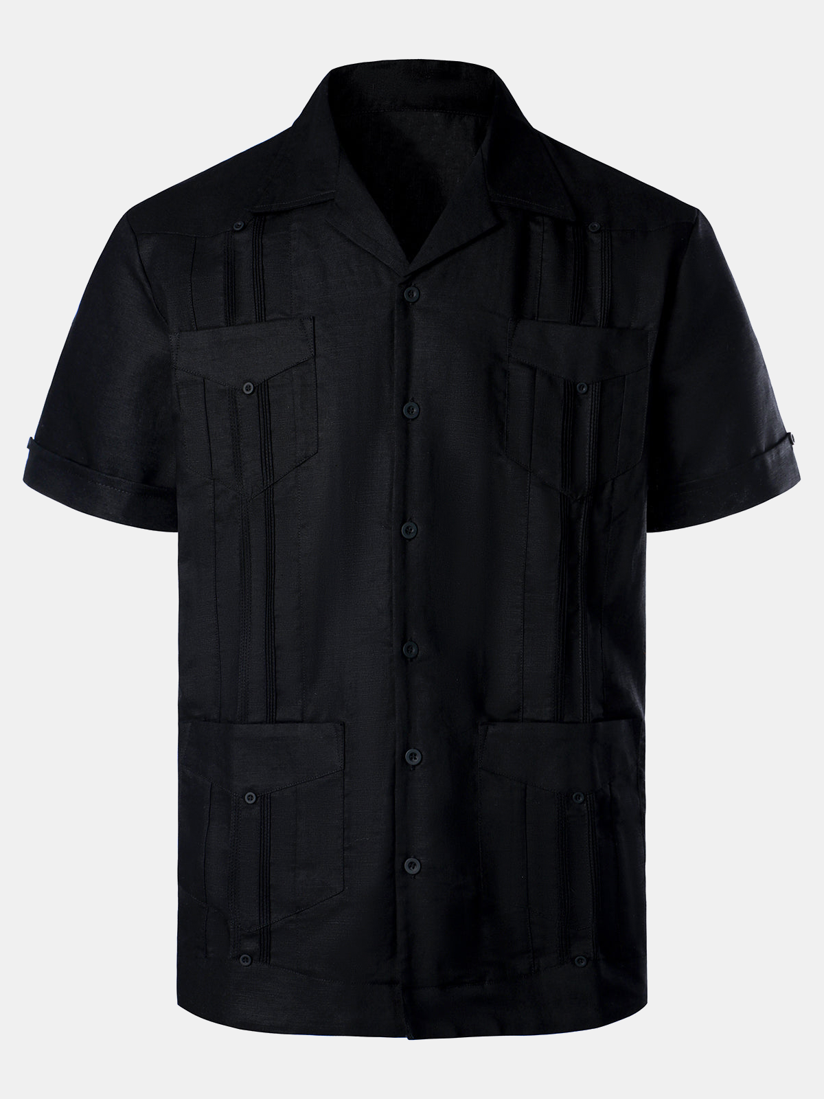 Men’s Linen Cuban Guayabera Casual Button Up Short Sleeve Summer Shirt