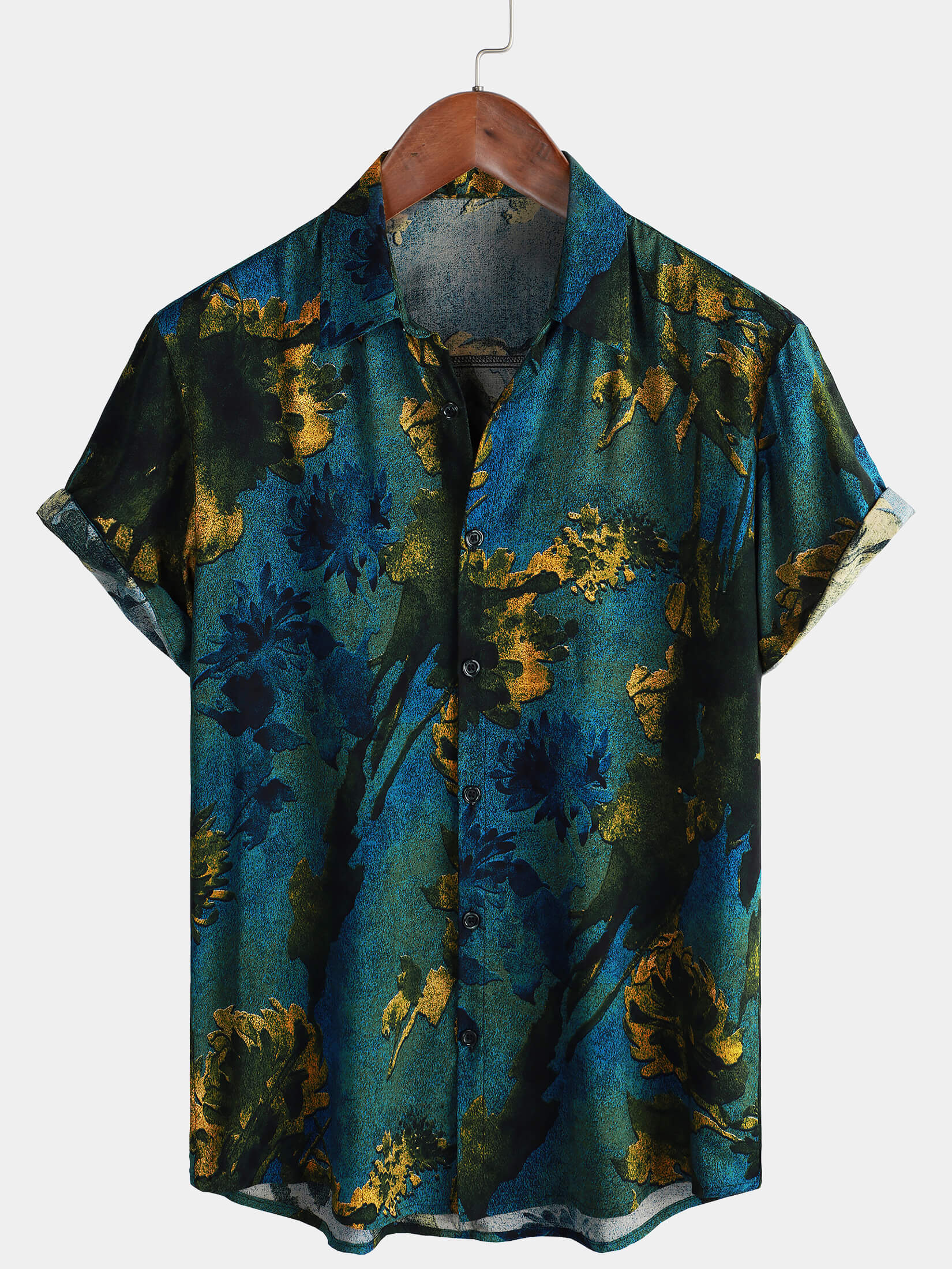 Men's Summer Vintage Holiday Breathable Button Up Hawaiian Short Sleeve Shirt