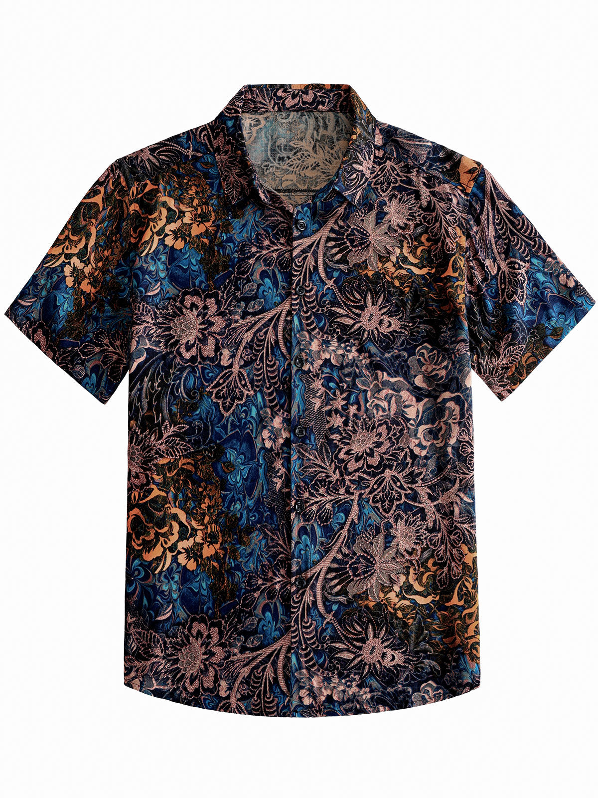 Men's Retro Floral 100%Rayon Short Sleeve Resort Shirt