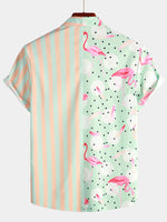 Men's Short Sleeve Stripe Hawaiian Shirt