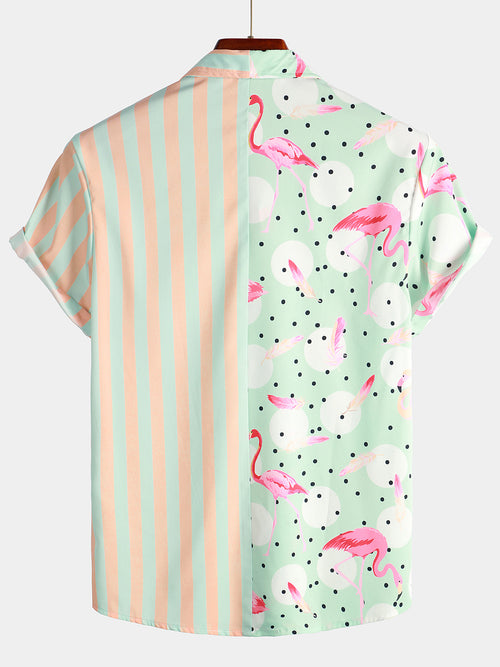 Men's Short Sleeve Stripe Hawaiian Shirt