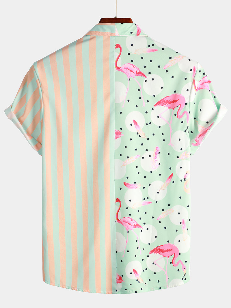 Men's Short Sleeve Stripe Hawaiian Shirt