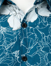 Men's Floral Blue Hawaiian Flower Print Beach Holiday Resort Tropical Button Up Short Sleeve Shirt