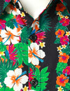 Men's Tropical Floral Striped Summer Hawaiian Button Short Sleeve Shirt