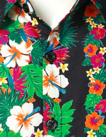 Men's Tropical Floral Striped Summer Hawaiian Button Short Sleeve Shirt